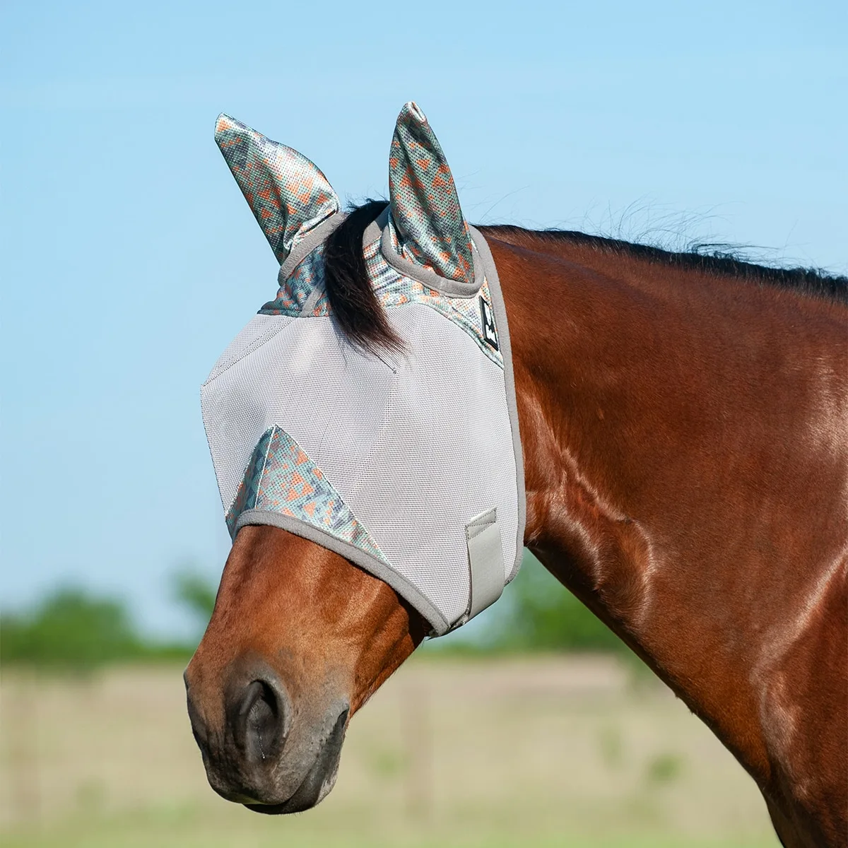 Patterned Crusader Fly Mask- Standard With Ears - Image 3