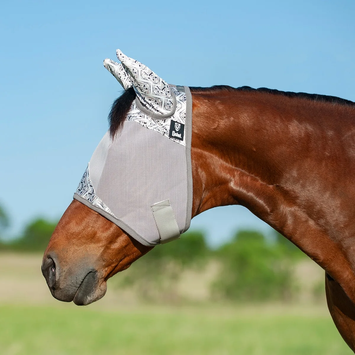 Patterned Crusader Fly Mask- Standard With Ears - Image 2